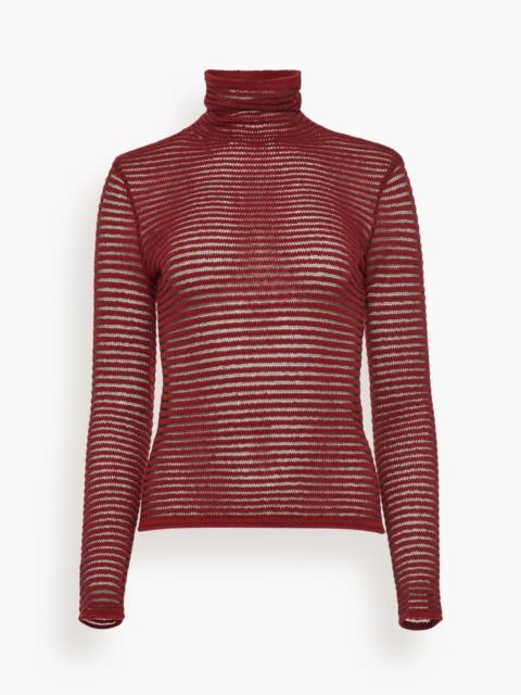 Proenza Schouler Hailey Sweater in Cashmere Silk Stripe Claret/Black