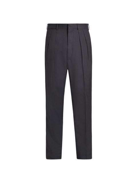 pleated silk trousers