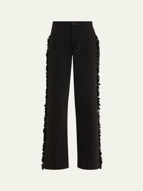 diotima Burro Sequined Side-Stripe Wide-Leg Jeans
