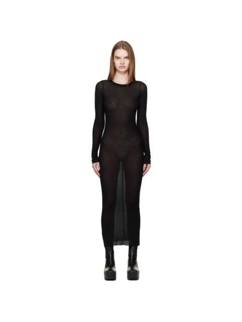 Rick Owens Black Temple Rib LS Midi Dress