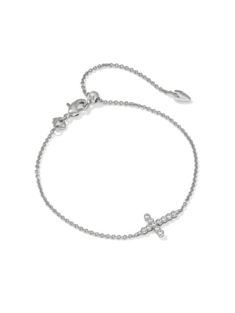 KENDRA SCOTT Cross Silver Crystal Delicate Chain Bracelet