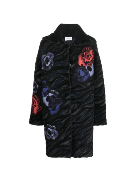 FERRAGAMO floral-embroidered knitted cardigan-coat