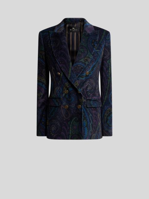 Etro DOUBLE-BREASTED JACKET IN PRINTED CORDUROY VELVET