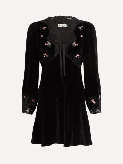 RIXO Carolina Velvet Dress in Sierra Bloom Embroidery