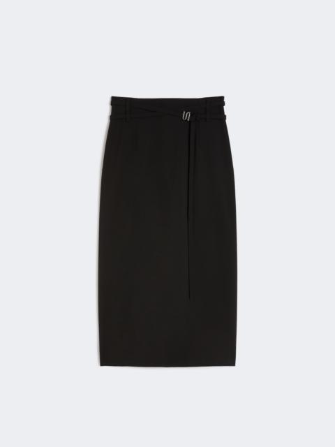 Sportmax Long wool skirt with belt - BLACK