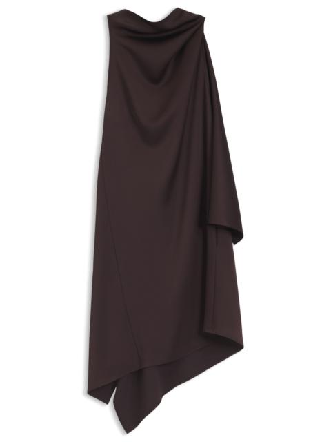 BOSS HIGH-SHINE ASYMMETRIC DRESS WITH DRAPE NECK