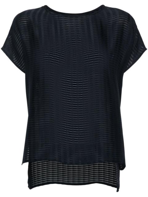 EMPORIO ARMANI sheer-panels striped T-shirt