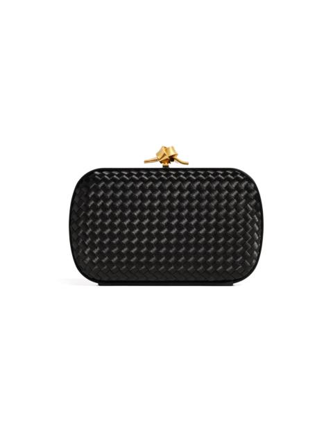 Bottega Veneta Knot Intrecciato Satin Clutch black