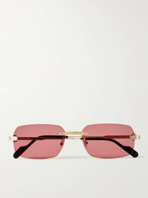 Rimless Rectangular-Frame Gold-Tone Sunglasses