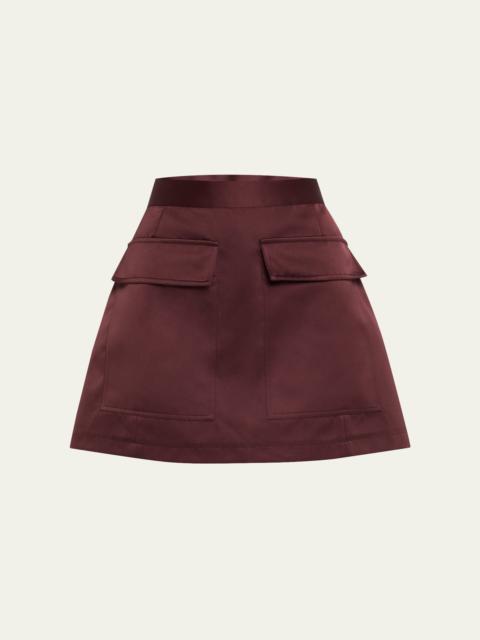 Plan C A-Line Satin Mini Skirt