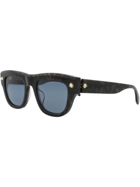 McQ Alexander McQueen Alexander McQueen Square Rectangle Sunglasses Havana Havana Blue (AM0425S-30014620-003)