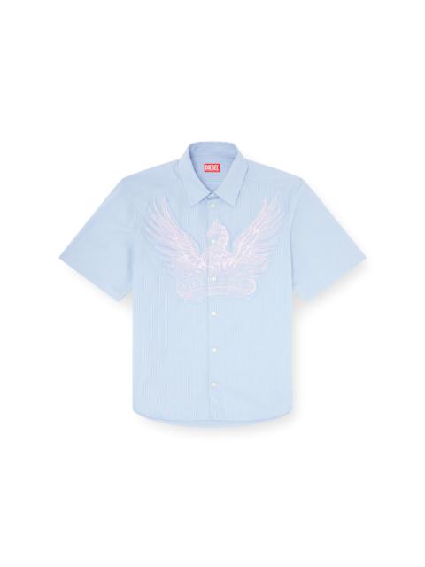 Diesel STRIPED POPLIN SHIRT WITH EMBROIDERED PATCH