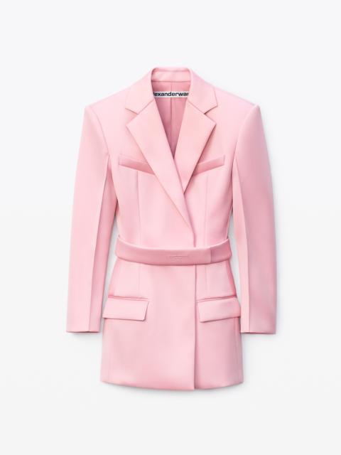 Alexander Wang BELTED BLAZER DRESS IN HEAVY SATIN