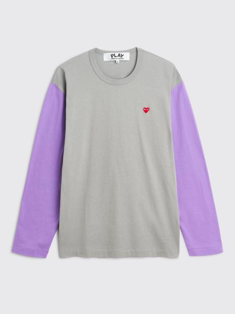 COMME DES GARÇONS PLAY MINI HEART LS T-SHIRT GREY / PURPLE