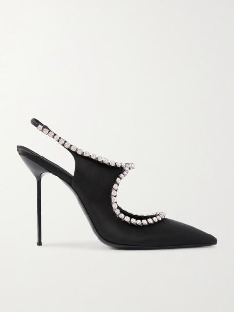 PARIS TEXAS Lidia crystal-embellished satin Mary Jane pumps Black