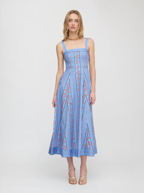 Hill House Home The Ezra Dress - Blue Floral Batik Stripe