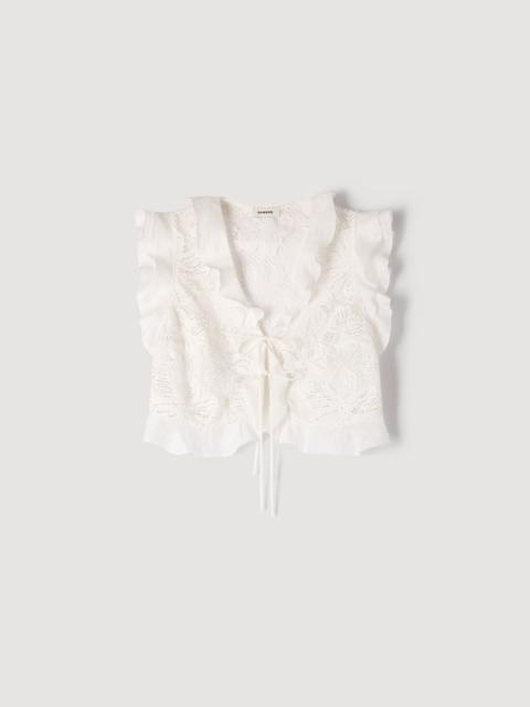 Sandro GUIPURE LACE CROP TOP