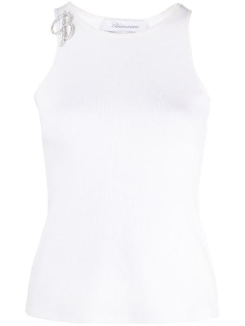 Blumarine logo-brooch ribbed tank top