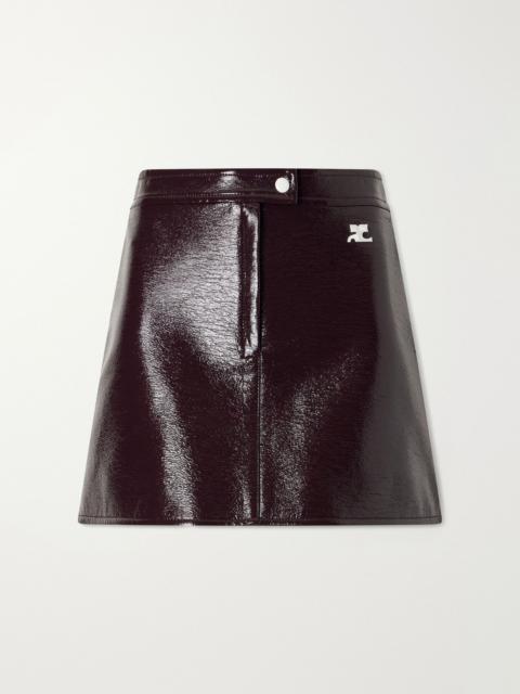 courrèges Reedition appliquéd coated cotton-blend mini skirt Merlot