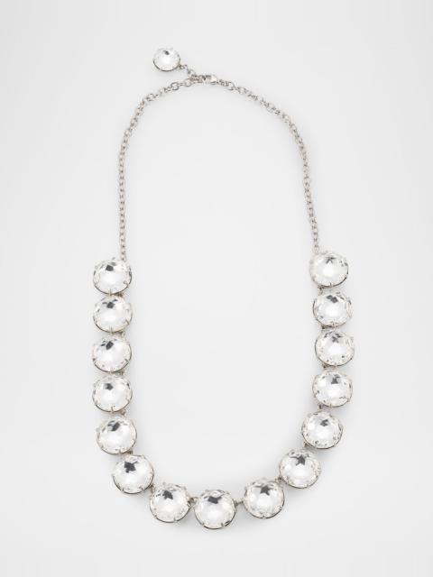 Oscar de la Renta Round Stone Necklace with Prongs, Silver