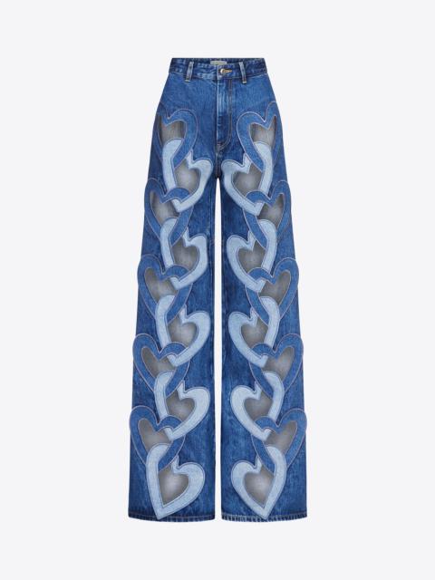 AREA HEART CUTOUT WIDE LEG JEAN