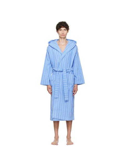 TEKLA Blue & White Terry Hooded Bathrobe