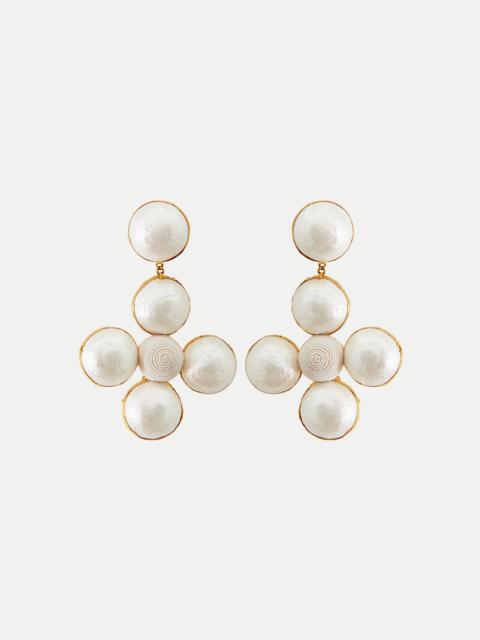 VERONICA BEARD PEARL CROSS EARRINGS | CLIP BACKING