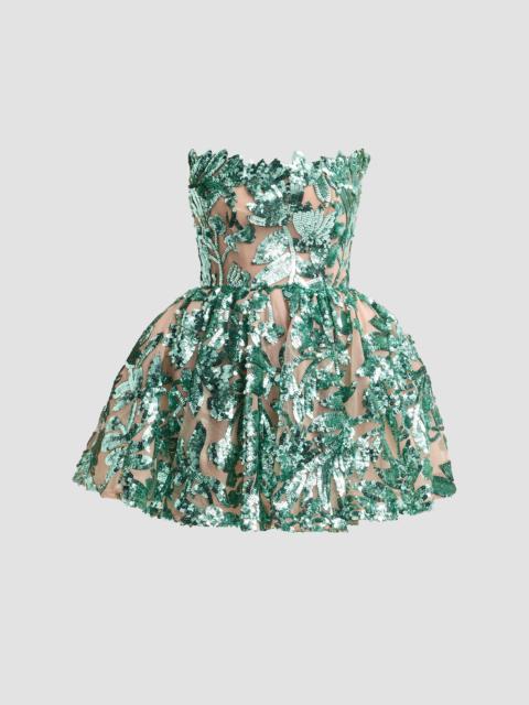 BRONX BANCO Women's Chloe Sequined Floral Strapless Mini Dress - Teal