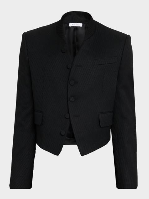 Alexander McQueen Men's Shrunken Exploded Tweed Blazer