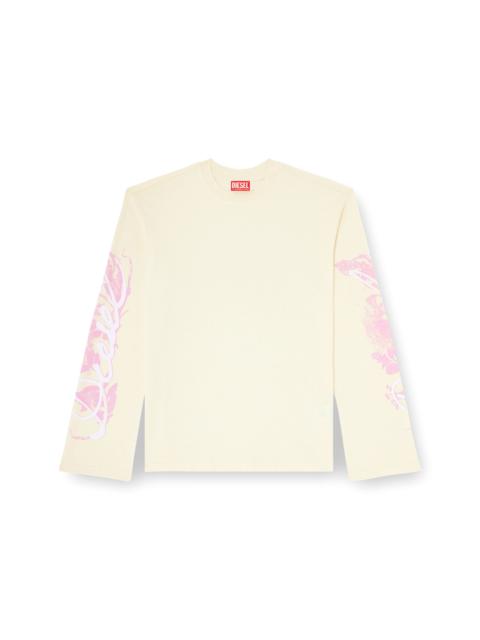 Diesel LONG-SLEEVE T-SHIRT WITH GRAPHIC PRINTS AND CRYSTALS