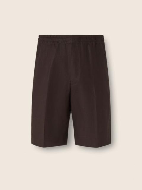 ZEGNA DARK BROWN OASI LINO SHORTS