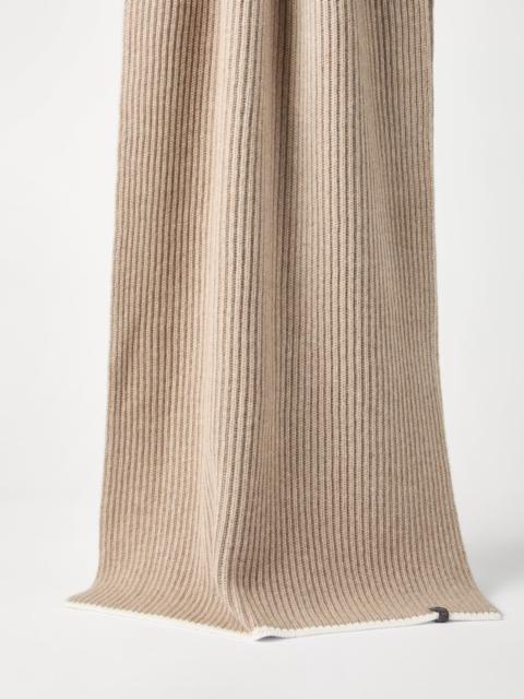 Brunello Cucinelli Cashmere English rib knit scarf with monili