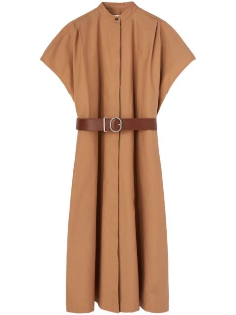 Jil Sander collarless belted shirt dress