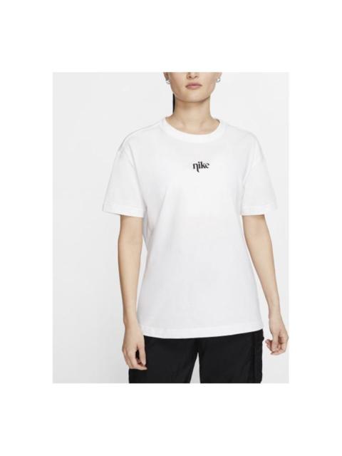 Nike (WMNS) Nike Back Printing Short Sleeve 'White' CT8923-100