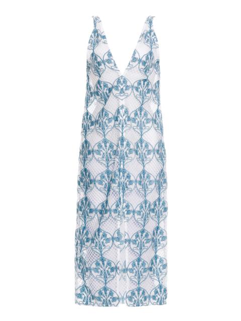 Agua by Agua Bendita Suspiro Embroidered Midi Cover-Up light blue