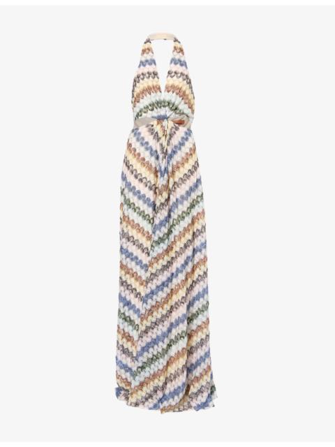 Missoni Halter-Neck Chevron Knitted Maxi Dress