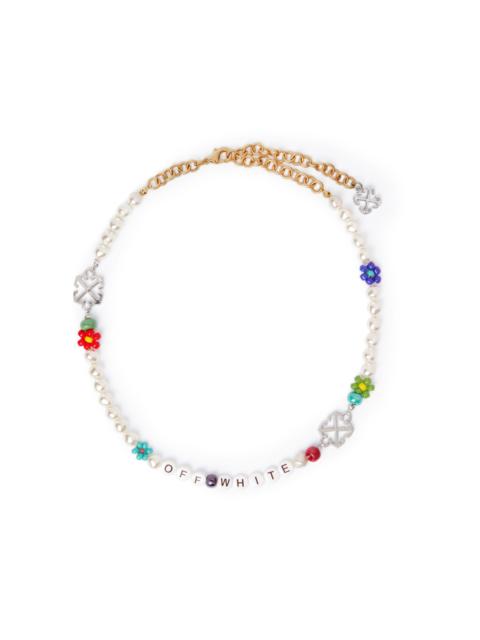 Off-White Multicolor Beads And Pearls Necklace