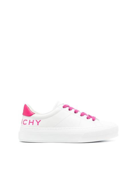 logo-print leather low-top sneakers