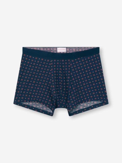 Derek Rose Rose Pima Cotton Boxer Briefs Navy Blue & Red Rose
