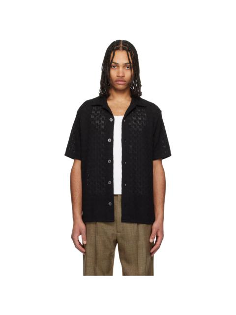 Dunst Black Crochet Open Collared Shirt