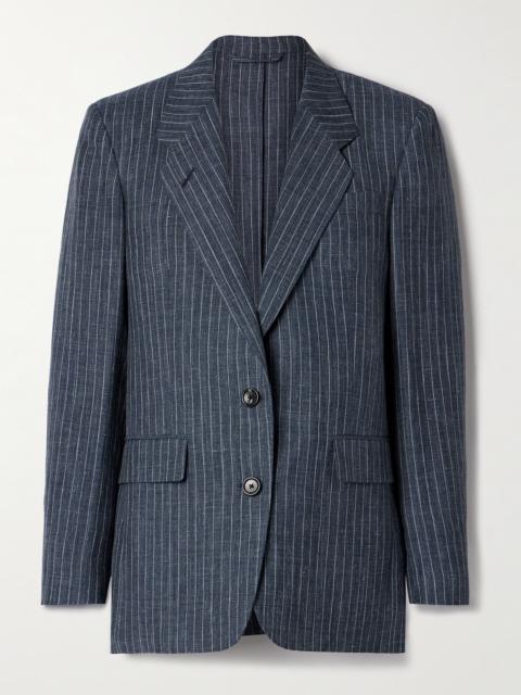 Loro Piana Pinstriped Linen, Wool And Silk-blend Blazer
