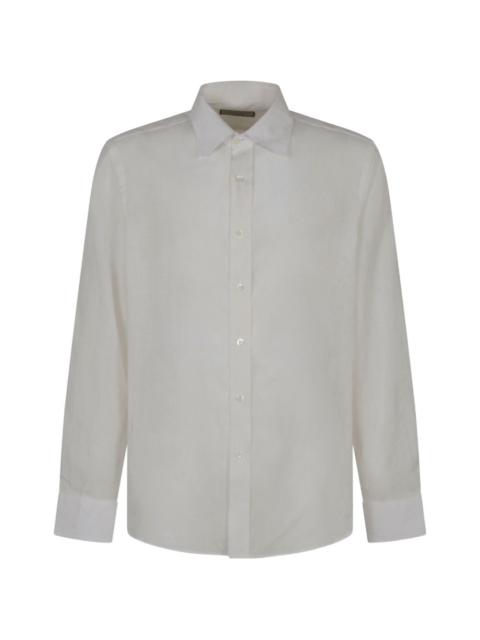 Canali long-sleeved linen shirt