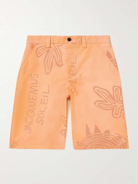 JACQUEMUS Logo-Print Straight-Leg Cotton-Canvas Shorts