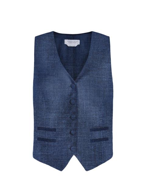 GABRIELA HEARST Coleridge Vest in Denim Virgin Wool Silk with Linen