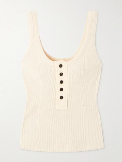 Bottega Veneta Button-embellished Ribbed Stretch-cotton Tank Top