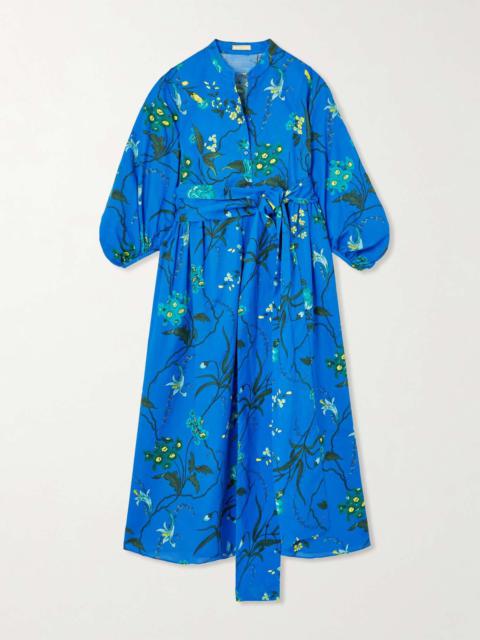 Erdem Belted floral-print cotton and linen-blend midi dress