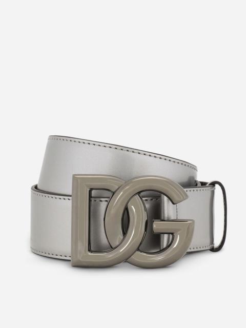 Dolce & Gabbana Calfskin belt with crossover DG buckle logo