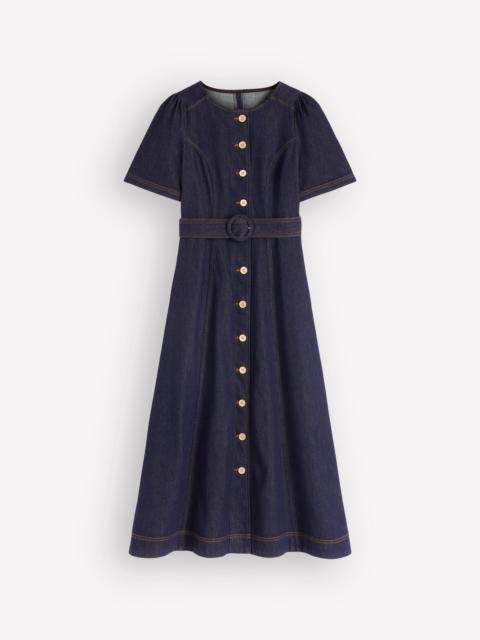 BODEN Button Detail Denim Dress-Indigo Wash
