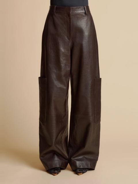 KHAITE The Caiton Pant in Dark Brown Leather