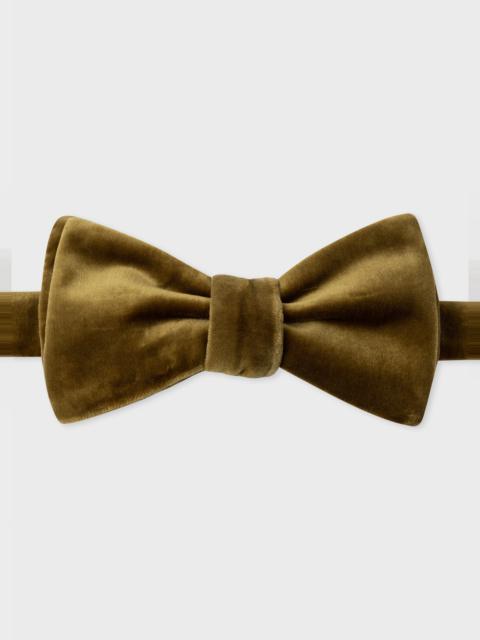 Paul Smith Mustard Velvet Self-Tie Bow Tie